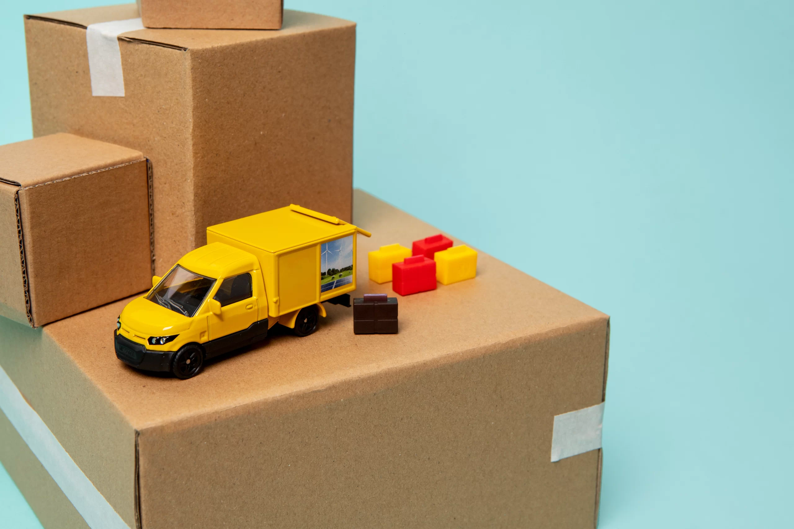 yellow truck cardboard box